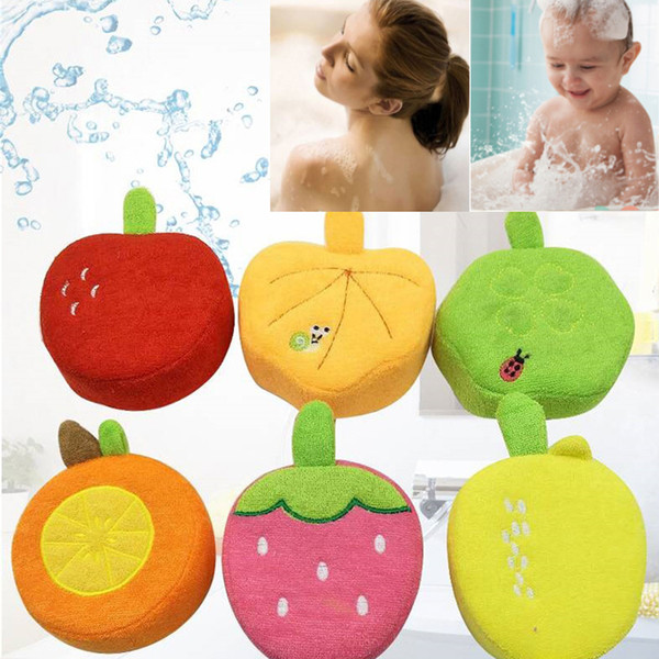Fruit Baby Bath Brush Cartoon Soft Baby Bath Sponge Powder Puff Cute Children Newbron Infant Shower Product Rubbing Towel Balls