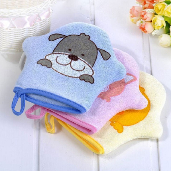 Baby Kids Cartoon Bath Shower gloves Super Soft Brush Towel Cute Powder Sponge Ball Washcloths Free Shipping