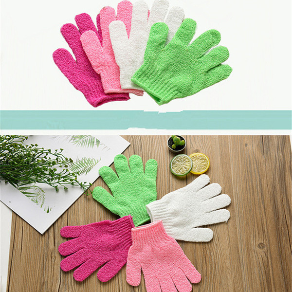 Exfoliating Wash Gloves Skin Body Bathing Mittens Scrub Massage Spa Bath Finger Gloves Sponge Bath Shower Cleaning Bathroom Washcloths CZ302
