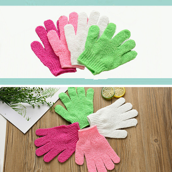 Exfoliating Wash Gloves Skin Body Bathing Mittens Scrub Massage Spa Bath Finger Gloves Sponge Bath Shower Cleaning Skin Washcloths 2020CZ302