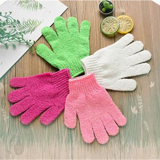 Bath Gloves Exfoliating Wash Candy Color Skin Body Bathing Scrub Massage Spa Bath Finger Gloves Sponge Bath Shower Cleaning Washcloths CZ302