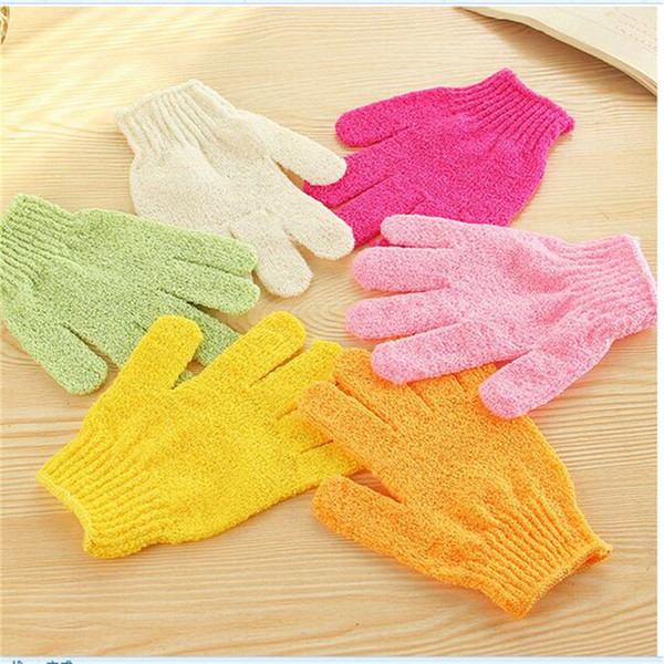 Exfoliating Gloves Skin Body Bath Shower Loofah Nylon Mittens Scrub Massage Spa Bath Finger Gloves free shipping