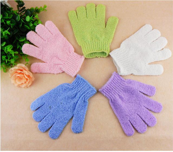 Exfoliating Bath Glove Five fingers Bath Gloves nylon Bathing supplies bath products Bathroom Accessories 50 pairs=100p ieces