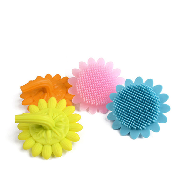 Infant Baby soft Silicone bath brush shower wash hair Sunflower starfish shape toys Face Cleaning Pad Skin SPA Scrub C5737