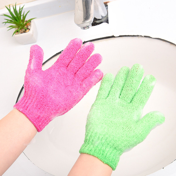 Exfoliating Wash Gloves Skin Body Bathing Mittens Scrub Massage Spa Bath Finger Gloves C4861