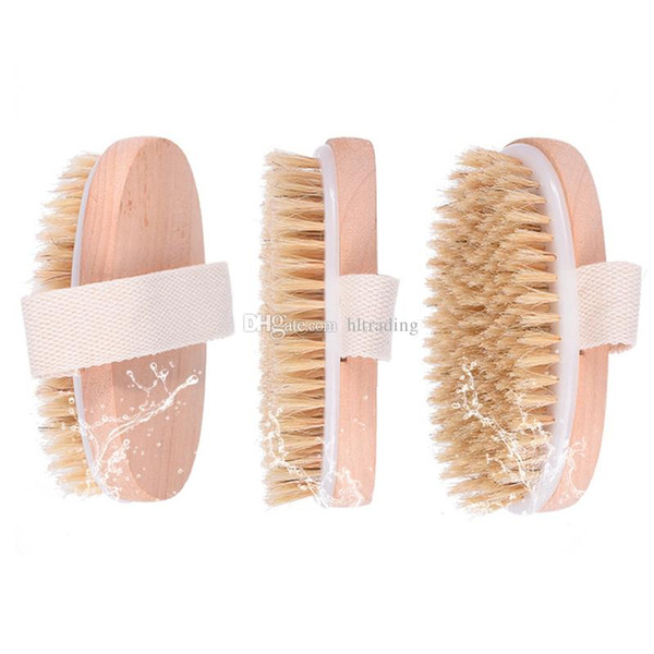 Dry Skin Body Soft Natural Bristle SPA Brush Wooden Bath Shower Bristle Brush SPA Body Brush without Handle C6207