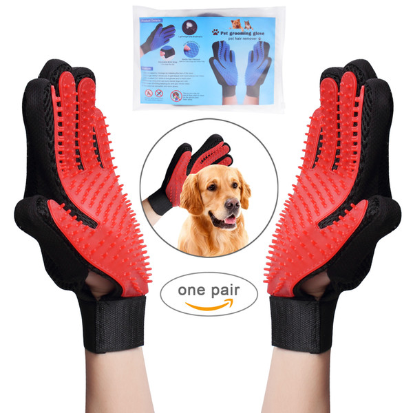 Pet Grooming Glove Gentle Hair Remover Mitt Breathable Deshedding Massage Tool Bathing Brush Enhanced Five Finger Design Perfect