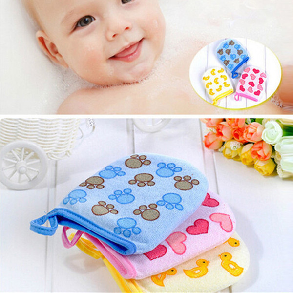 Hot sell 2018 New 3 Styles Cartoon Design Soft Baby Bath Brush Newborn Baby Shower Glove kid necessary