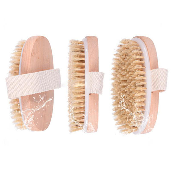 Dry Skin Body Soft Natural Bristle SPA Brush Wooden Bath Shower Bristle Brush SPA Body Brush without Handle