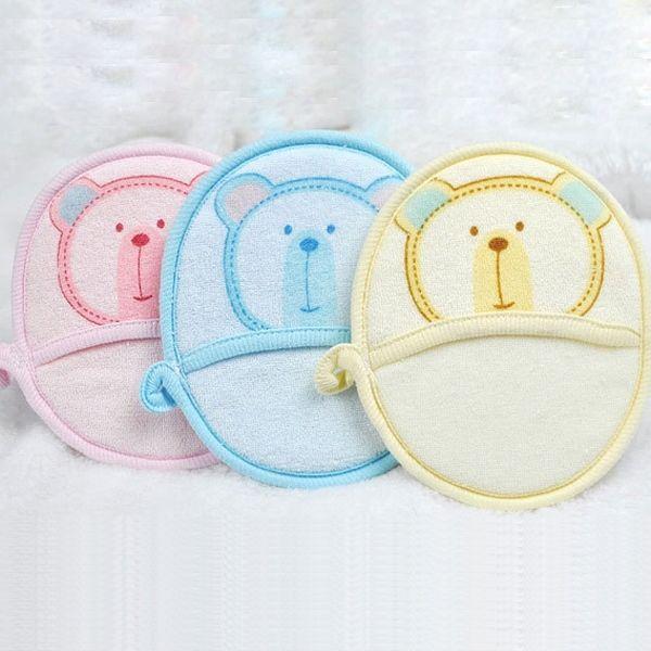 baby bath brush glove newborn infant bath shower soft rub cute cartoon bear pattern foam wash brush 3 colors randomly Wash Gloves