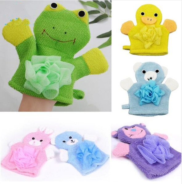 Cute Lovely Cartoon Animals Kids Bath Mitten Buddy Duck Frog Rabbit Fun Children Washing Bath Gloves Baby Bath Rub Towel