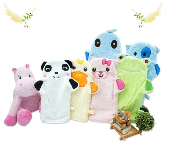 Baby Infant Cartoon Soft Bathing Bathroom Mitt Glove Foam Rub Shower Sponge Exfoliating Wash Cloth Towel Optional pattern free shipping hot