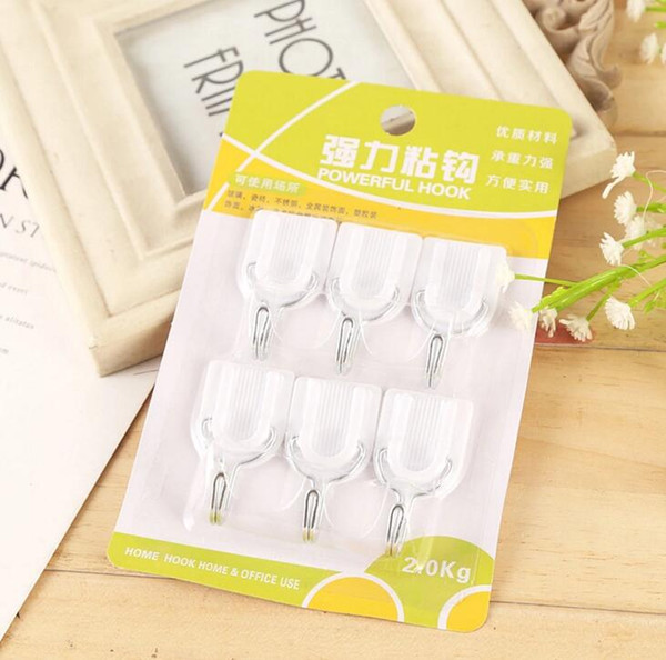 Creative white hook 6 Pack storage finishing kitchen plastic hook strong sticky hook kitchen and creative