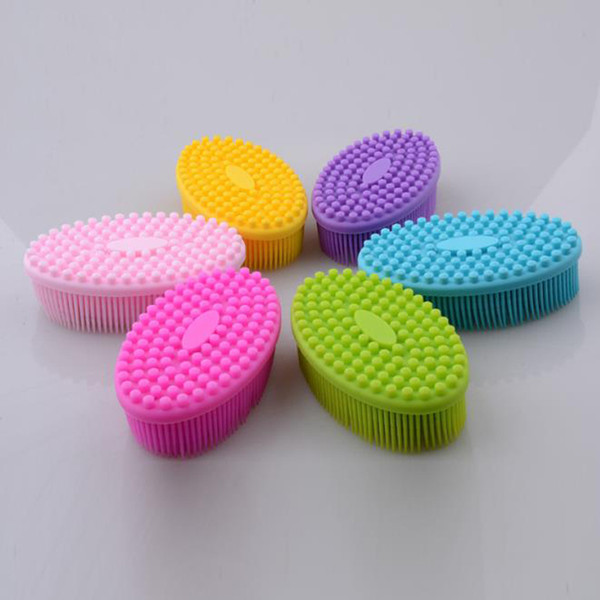 New baby bath shower brush silicone baby massage brush bath toiletries silicone wash brush cloths for sale