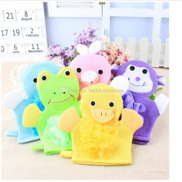 Cartoon Animals Kids Bath Mitten Buddy Duck Frog Rabbit Fun Children Washing Bath Gloves Baby Bath Rub Towel aa2878-285 20180523