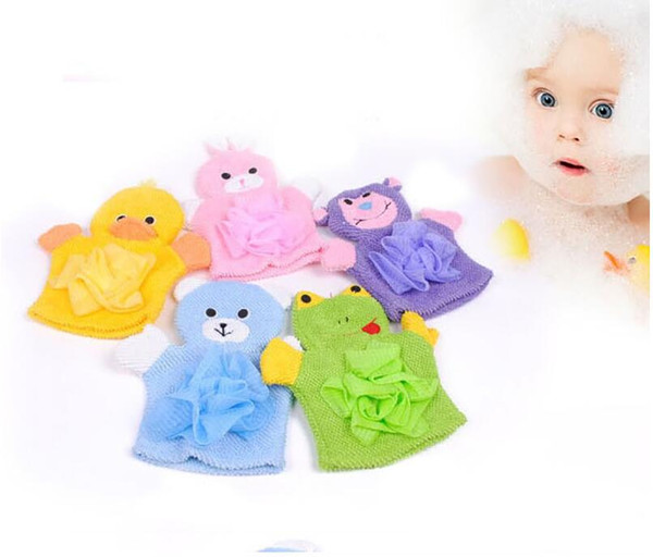 Cartoon Animals Kids Bath Mitten Buddy Duck Frog Rabbit Fun Children Washing Bath Gloves Baby Bath Rub Towel