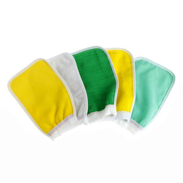 Practical Two-sided Bath Glove Tape Back Brush Scrub Gloves Body Towel Sponge Wash
