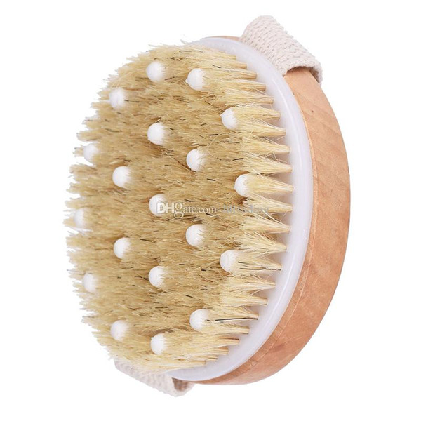 Dry Skin Body Soft Natural Bristle SPA Brush Wooden Bath Shower Bristle Brush SPA Body Brush without Handle C6208