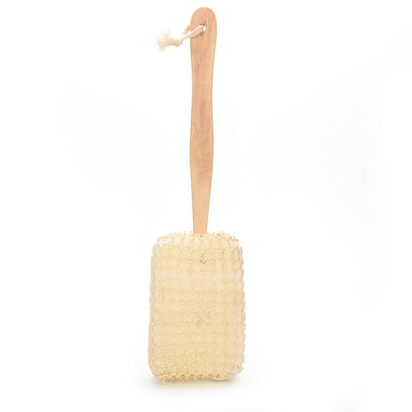 Shower Bath Brushes Bathroon Products Long Wooden Handle Natural Sisal Body Back Sponge Scrubber
