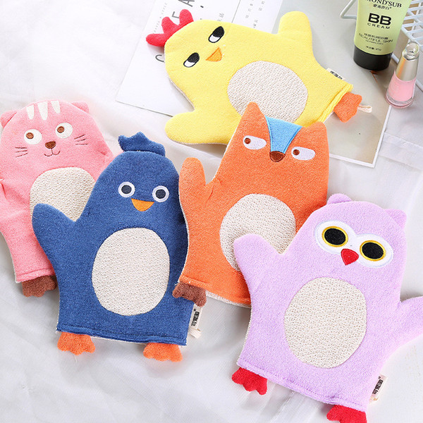 New Animal Fox Penguin Cartoon Soft Baby Bath Brush Newborn Baby Shower Glove Kid Necessary