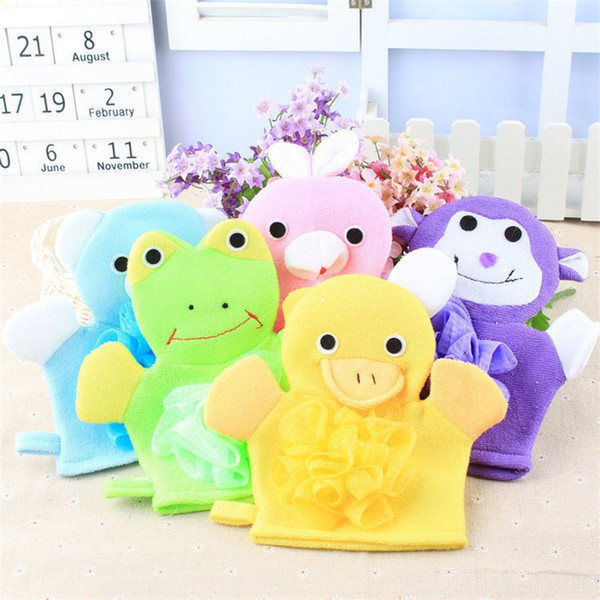 Cartoon Animals Kids Bath Mitten Duck Frog monkey Children Washing Bath Gloves Baby Bath Rub Towel C2031