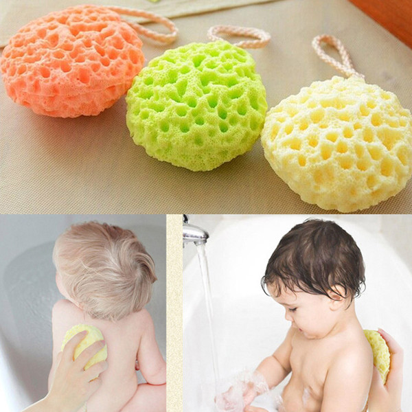 Baby Kids Sponge Bath Ball Honeycomb Shape Shower Brushes Body Cleaning Supplies BM88