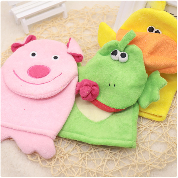 Baby Bath Shower Brush Towel Super Soft Cotton Baby bath ball Cute Animal Sponge Rubbing Towel Gloves WWA172