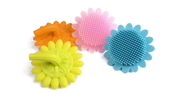 Infant Baby soft Silicone bath brush shower wash hair Sunflower starfish shape toys Face Cleaning Pad Skin SPA Scrub B11