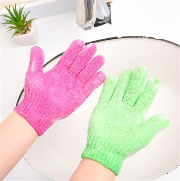 Exfoliating Wash Gloves Skin Body Bathing Mittens Scrub Massage Spa Bath Finger Gloves B11