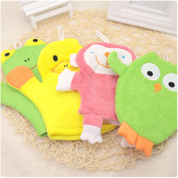 Baby Bath Shower Brush Towel Cartoon Super Soft Cotton Baby bath ball Cute Animal Sponge Powder Rubbing Towel Gloves WWA172
