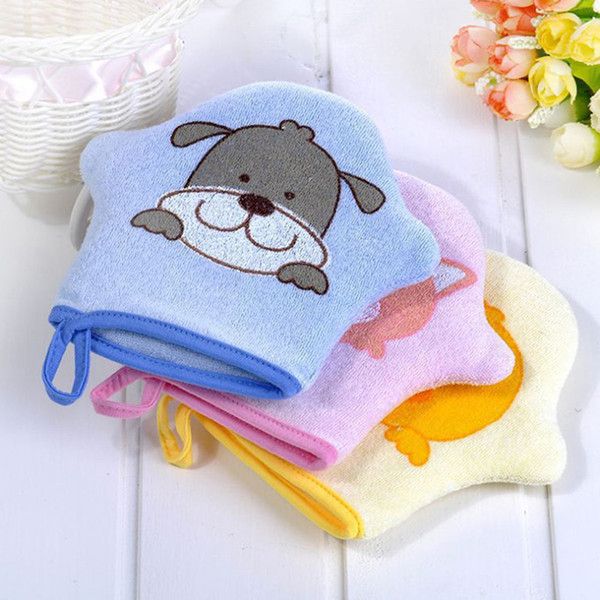 New Fashion Baby Bath Towel Accessories Baby Cartoon Super Soft Baby Bath Brushes Cotton Rubbing Children Body Wash Wipe Gloves free ship