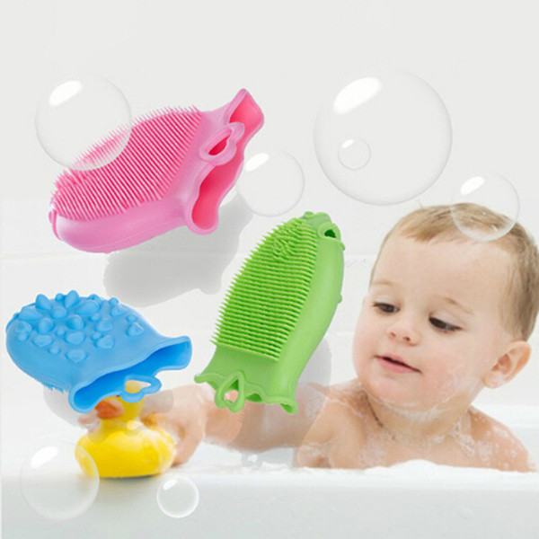 Baby Security Silicone Soft Brush Bathing Wipe Bath Baby Shower Head Brush Massage Shampoo Gentle Cleaning Tools