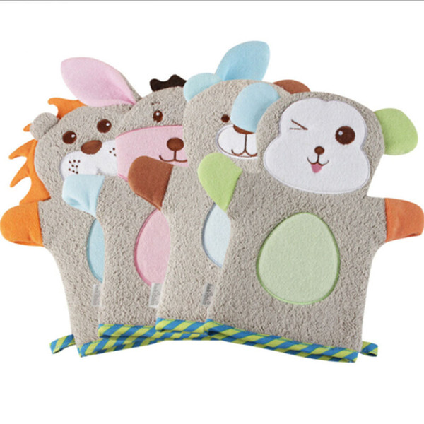 100% Polyester Fiber Super Soft Children Bath Brushes Animal Shape Bath Towel Baby Cute Cartoon Shower Gloves Bathroom Products