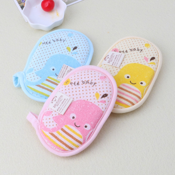 Random Newborn Baby Bath Towel Brush Kids Shower Foaming Bath Brush Soft Cotton Towel