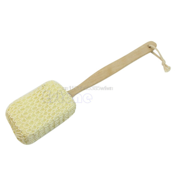 1x Body Back Massage Sponge Scrubber Natural Sisal Long Handle Bath Shower Brush #HC6U# Drop shipping