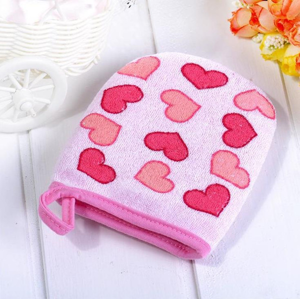 3 Colors Heart Print Baby Care Soft Cotton Bath & Shower Products Infant Kids Bath Brushes Wash Towel 10pcs/lot mix