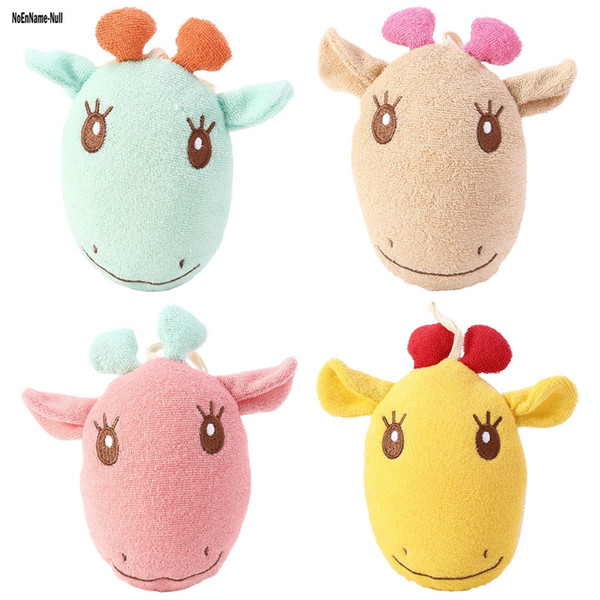 NoEnName-Null Baby Shower Sponge Bathtub Ball Towel Cute Deer Scrubber Animal Newborn Bathroom Wash Cloth Towels
