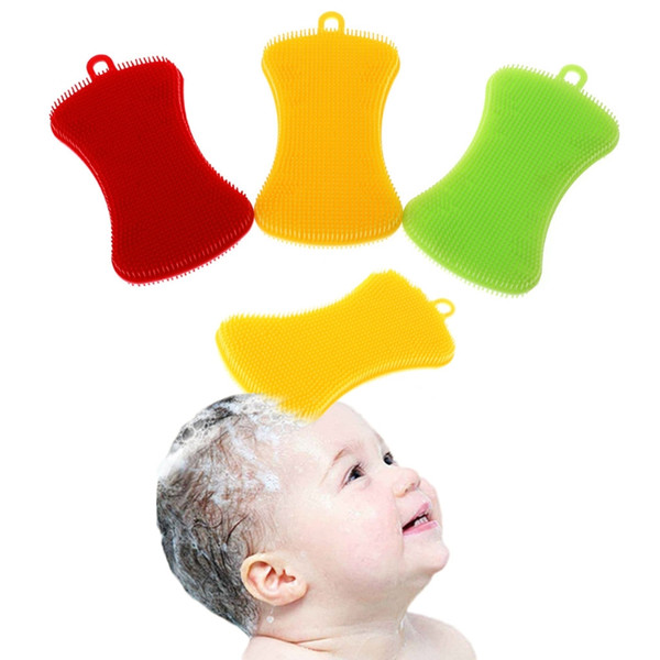 Baby Shower Brush Soft Silicone Infants Massage Double Side Bath Comb Hair Wash