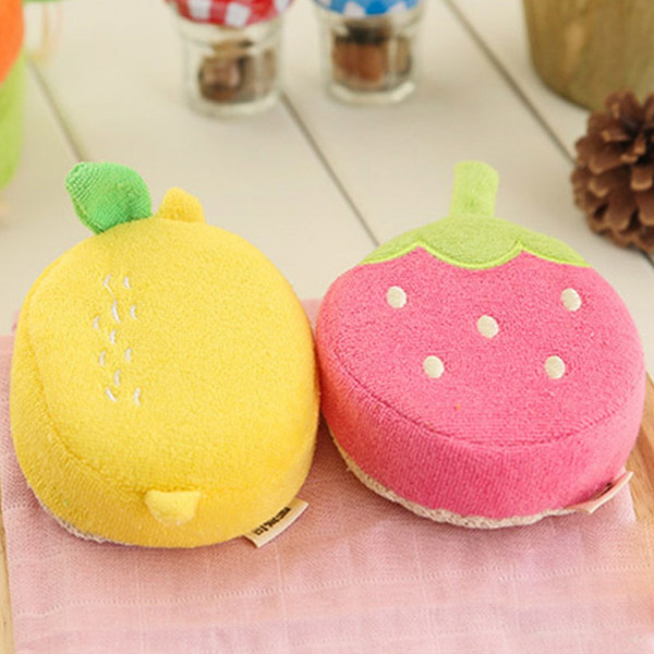 Cute Baby Fruit Bath Sponge Children Bathing Scrubber Rub Towel Cartoon Pure Cotton Bathing Ball for Baby Showering