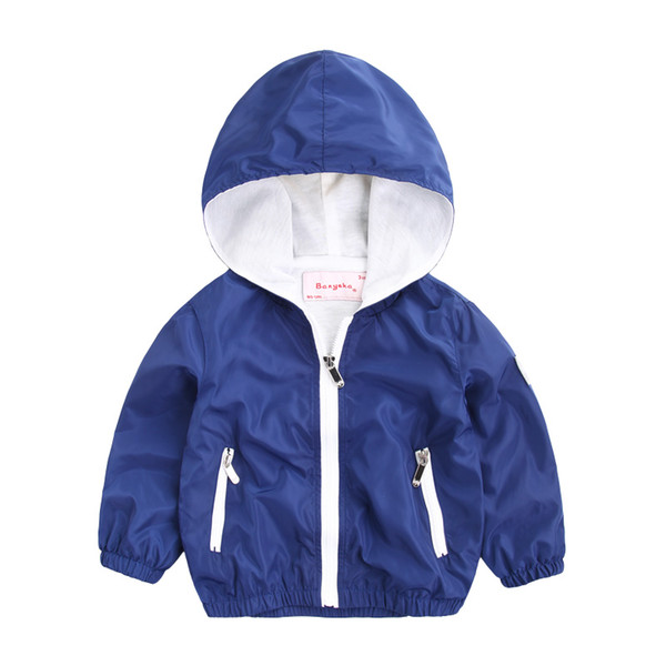 New Korean Style Solid Windbreaker Kids Jacket Boys Outerwear Coats Children Hooded Sports Clothing For 3-10years