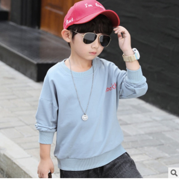 Children's Hoody Boys T-shirt 2019 New Spring and Autumn Kids Long Sleeve Fashion Leisure Hoodies 2 Letter Colors Size4-14 ly314
