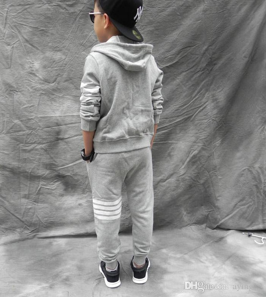 2019 top quality boys set 2018 spring autumn Baby Casual tracksuit Clothes Kids Striped Hoodies +pants 2 Pcs handsome set Cotton