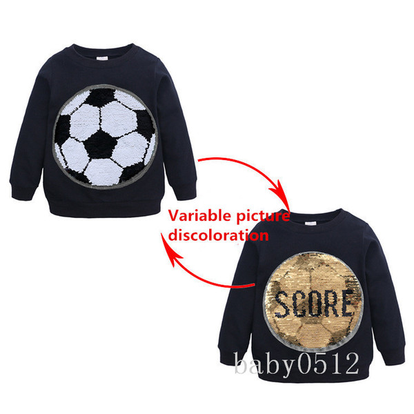 Cartoon Sequin Black Green Red Sweatshirts Children Long Sleeve Tops boys Clothing Pullover Kids Clothes Spring Autumn
