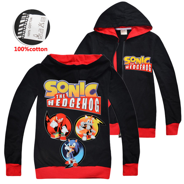 Sonic The Hedgehog Printed Kids Hoodies 3-12t Kids Boys 100% Cotton Zipper Hoodies Outdoor Coat Kids Designer Clothes SS315