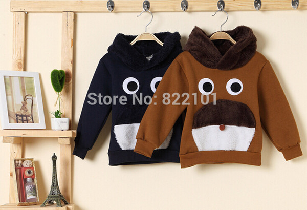 Wholesale-Free shipping New winter autumn Children's Hooded Fleece sweater Korean style cartoon children's coat boy's girl's