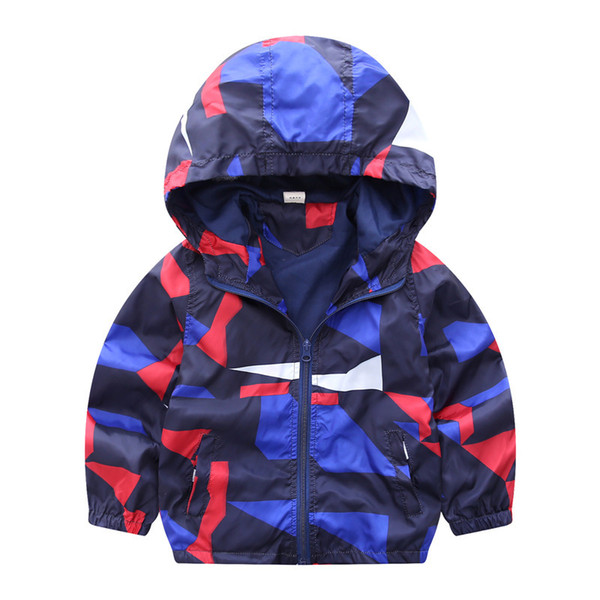 80-140cm Camouflage Spring Outerwear Children Hooded Jacket For Boys Kids Girls Trench Coat Hooded Windbreaker Sport Suit