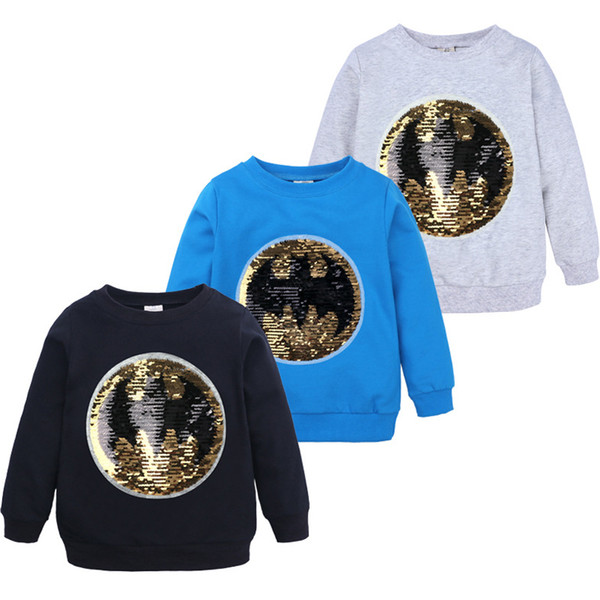 Fashion Cartoon Sequins Baby Sweater Spring Autumn New Children Boys Discolored Long-sleeved Sweater Cotton
