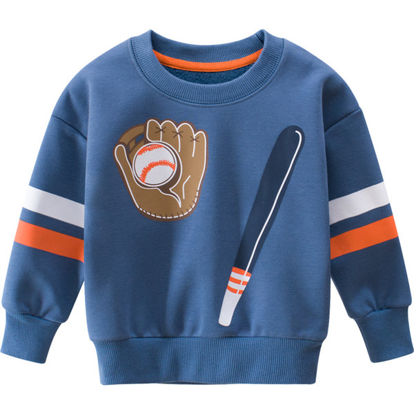 2019 New Autumn winter Children Sweatshirts Fleece velvet cotton Cartoon stripes Kids pullover Boys Coat Baby Outwear Tops 2-7y