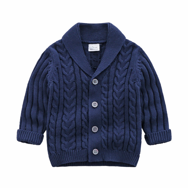 New style baby boy sweater spring autumn knitting cardigan turn-down collar coat fashion warm kids clothes