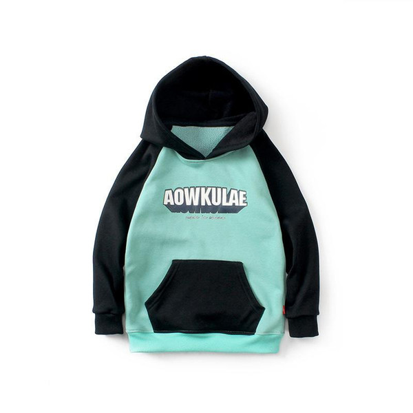 Kids clothes winter new stitching children's clothing long-sleeved sweater thickened fleece hooded boy baby girl clothes